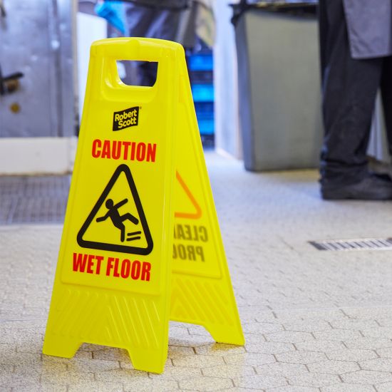 Professional A-Frame Dual Message Wet Floor / Cleaning In Progress Sign FLO5012