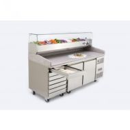 Pizza Counter 2 Door 7 Draws With 2000mm VRX Unit and GN Pans 100mm