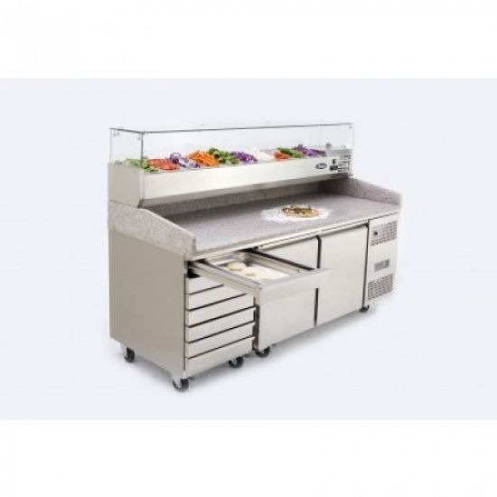 Pizza Counter 2 Door 7 Draws With 2000mm VRX Unit and GN Pans 100mm ATO EPF3480GR + VRX2000/330