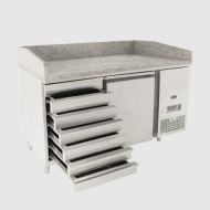 Pizza Counter 1 Door 7 Draws With 1500mm VRX Unit and GN Pans 100mm