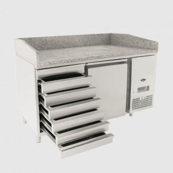 Pizza Counter 1 Door 7 Draws With 1500mm VRX Unit and GN Pans 100mm ATO EPF3490GR + VRX1500/330