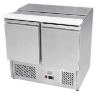 2 Door Sliding Lid Saladette With 7x1/3 and 1x1/6 GN Pans/Lids 100mm