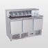 3 Door Open Top Marble Saladette With 7x1/6 GN Pans/Lids 100mm