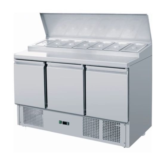 3 Door Open Top Saladette With 7x1/3 GN Pans/Lids 100mm ATO ICE3869GR