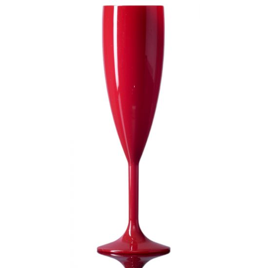 BBP Elite Premium Champagne Flute Red - Reusable Polycarbonate Plastic - 187ml / 6.6oz