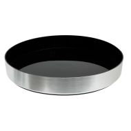 Beaumont Non-Slip Black Tray Brushed Aluminium Effect