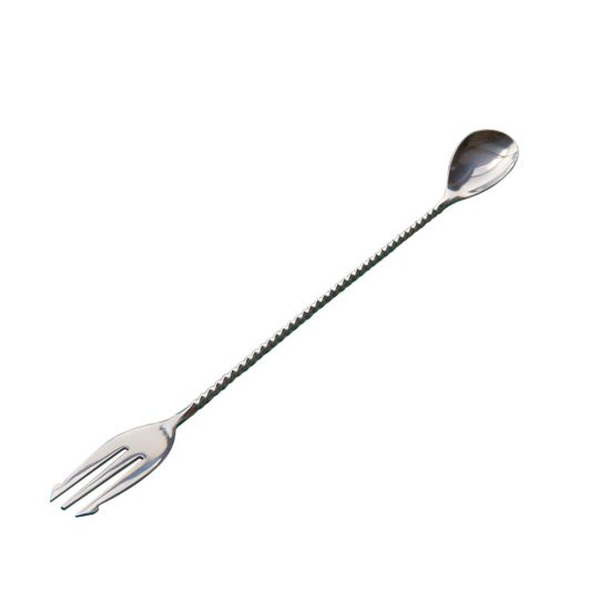 Beaumont Mezclar Cocktail Spoon With Fork Stainless Steel BEA 3665 Beaumont Mezclar Cocktail Spoon With Fork Stainless Steel BEA 3665