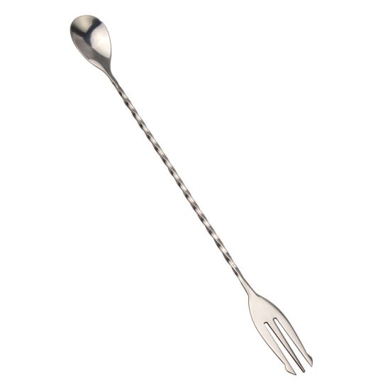 Beaumont Mezclar Cocktail Spoon With Fork Stainless Steel BEA 3665 Beaumont Mezclar Cocktail Spoon With Fork Stainless Steel BEA 3665