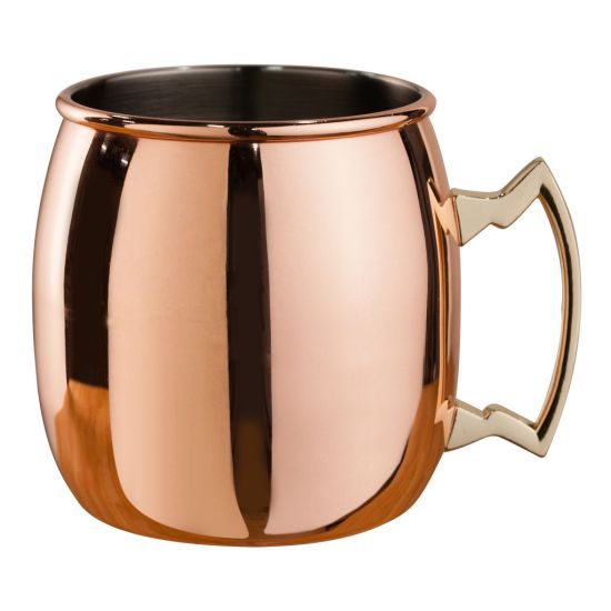 Beaumont Mezclar Curved Moscow Mule Mug Copper Plated – Brass Handle BEA 3667