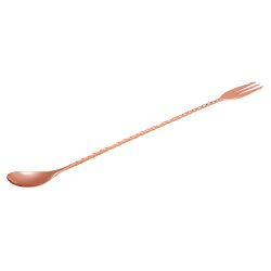 Beaumont Mezclar Cocktail Spoon With Fork Copper Plated