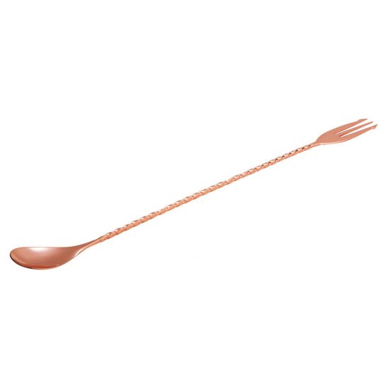 Beaumont Mezclar Cocktail Spoon With Fork Copper Plated BEA 3679
