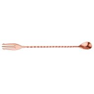 Beaumont Mezclar Cocktail Spoon With Fork Copper Plated