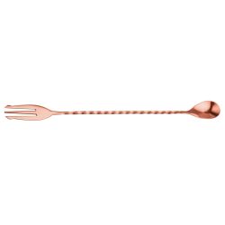 Beaumont Mezclar Cocktail Spoon With Fork Copper Plated