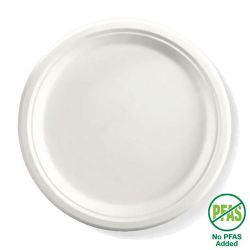 White 25cm 10 inch Round Bagasse Plates - Box 500