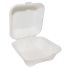 Bagasse Burger Box Clamshell White 6 Inch - Box of 400