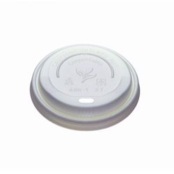 White CPLA Domed Lids for 12/16oz Cups - Box of 1000