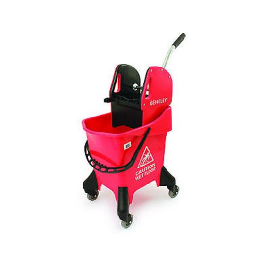 Red Heavy Duty Kentucky Mopping System With Wheels & Handle Wringer 31lt JE2032