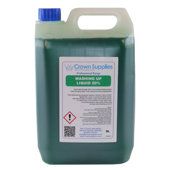 Professional Range Washing Up Liquid 20% Antibacterial 5 Litre - Case of 2