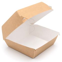 Kraft Clamshell Takeaway Box Recyclable and Compostable 132 x 132 x 75mm Box 250