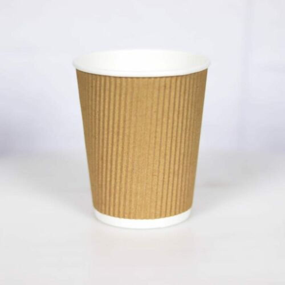 Hot Drink Cups Kraft 12oz Ripple Wall Paper Cup Pack