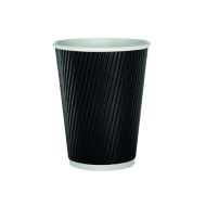 12oz Black Ripple Wall Hot Cup - Pack 25