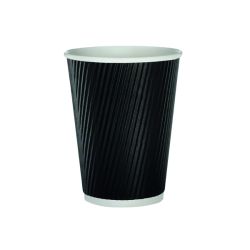 12oz Black Ripple Wall Hot Cup - Pack 25