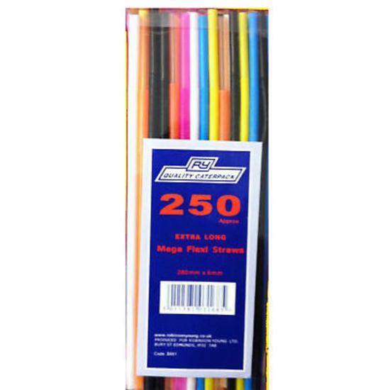 Multi Coloured Plastic Flexi Straws 10.5 Inch - Pack Of 250 BP3015