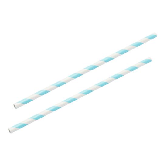 Blue & White Stripe 8 Inch Paper Straws 6mm Bore - Pack Of 100 BP3017