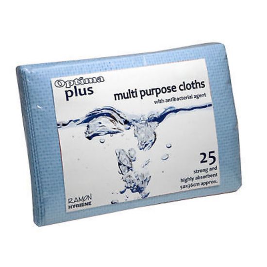 Blue Anti-Bacterial Multi-Purpose Absorbent Cloths - Pack Of 25 GW5010