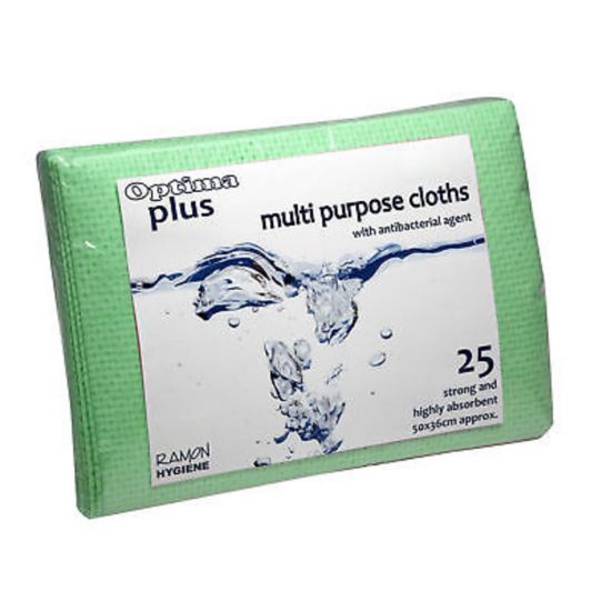 Green Anti-Bacterial Multi-Purpose Absorbent Cloths - Pack Of 25 GW5011