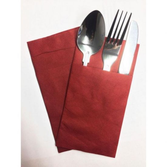 Burgundy Luxury Linen Feel Airlaid Paper Pocket Napkins 40cm Pack of 50