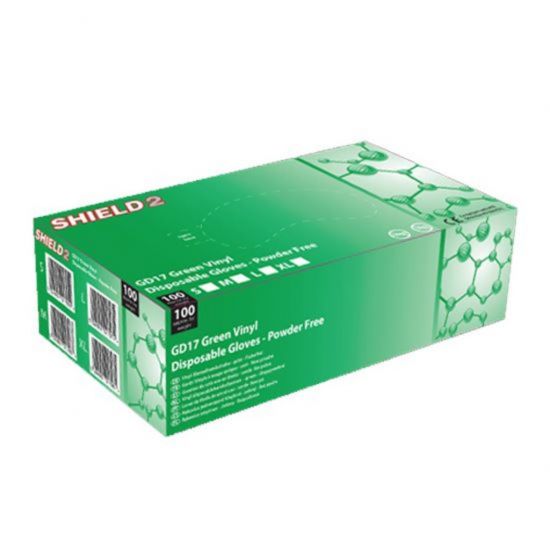 Green Vinyl Powder Free Gloves - Small - Box Of 100 PP1047