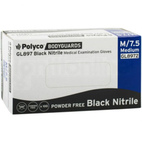 Black Nitrile Powder Free Gloves - Medium - Box Of 100 PP1072