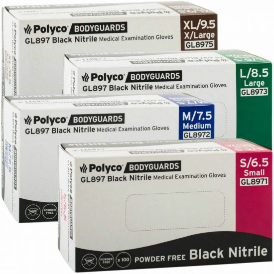 Black Nitrile Powder Free Gloves - Large - Box Of 100 PP1073