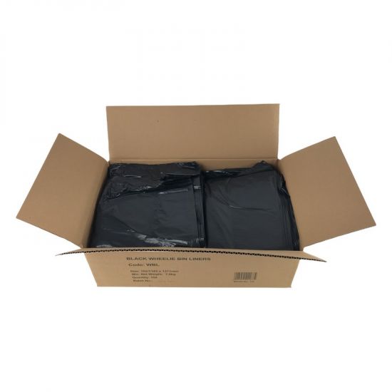 Black Heavy Duty 30x45x54 Inch Wheelie Bin Bags - Case Of 100 WM1010