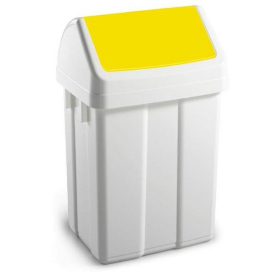 50 Litre White Swing Bin With Yellow Colour Coded Lid WM2011