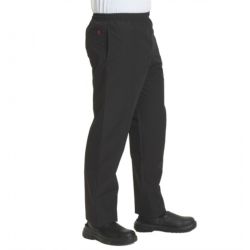 Black Elasticated Chefs Trousers - Small