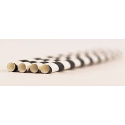 Black & White 100% Biodegradable 8inch Paper Drinking Straw 6mm Diameter - Pack of 250