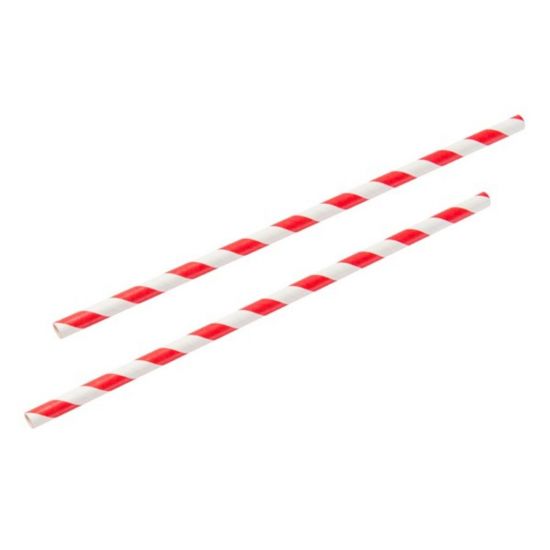 Red & White Stripe 8 Inch Paper Straws 6mm Bore - Pack Of 250 BP3017R250