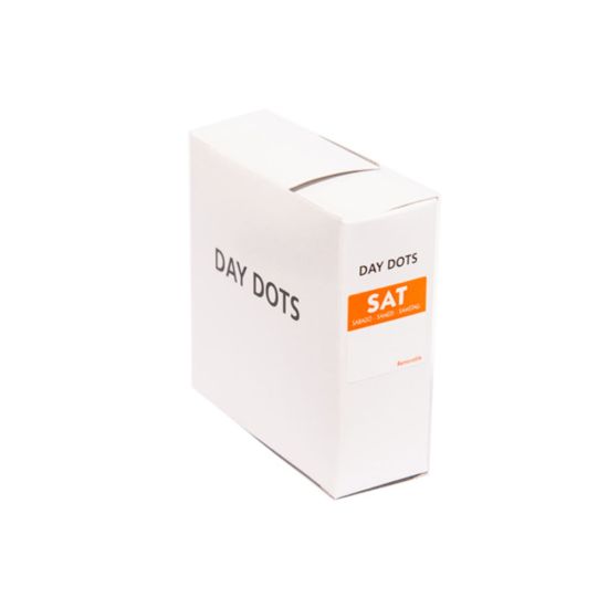 Saturday 25 X 25mm Square Day Dot Label - Roll Of 1000 FL1006 Saturday 25 X 25mm Square Day Dot Label - Roll Of 1000 FL1006