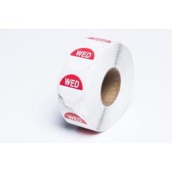 Wednesday 19mm Round Day Dot Label - Roll Of 1000
