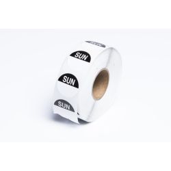 Sunday 19mm Round Day Dot Label - Roll Of 1000