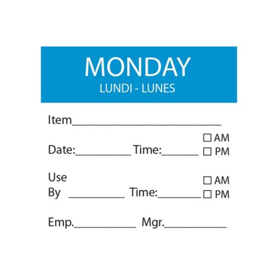 Monday Removable Day Of The Week Label 50 X 50mm - Roll Of 500 FL1030