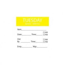 Tuesday Removable Day Of The Week Label 50 X 50mm - Roll Of 500