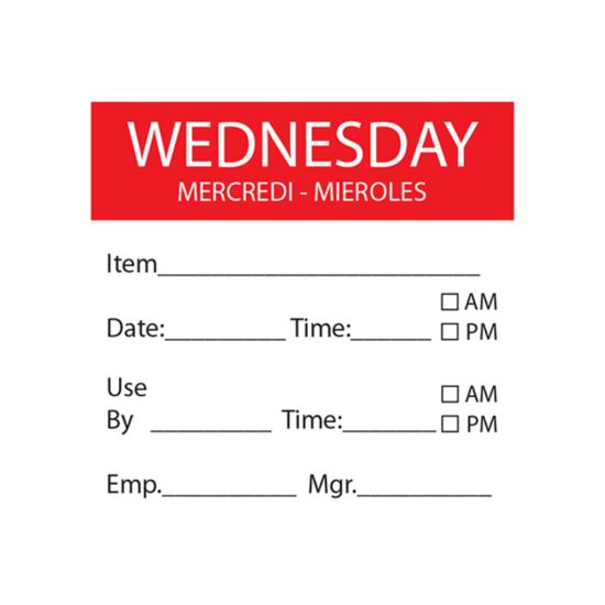 Wednesday Removable Day Of The Week Label 50 X 50mm - Roll Of 500 FL1032