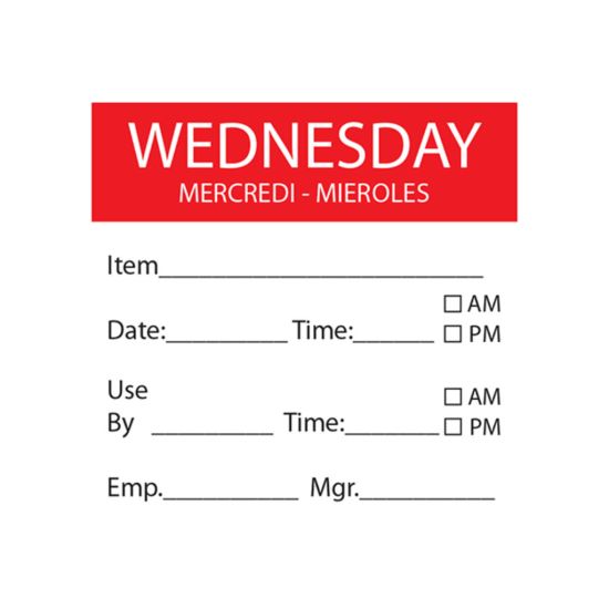 Wednesday Removable Day Of The Week Label 50 X 50mm - Roll Of 500 FL1032 Wednesday Removable Day Of The Week Label 50 X 50mm - Roll Of 500 FL1032