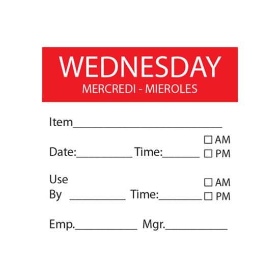 Wednesday Removable Day Of The Week Label 50 X 50mm - Roll Of 500 FL1032