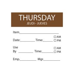 Thursday Removable Day Of The Week Label 50 X 50mm - Roll Of 500