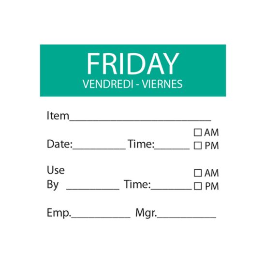 Friday Removable Day Of The Week Label 50 X 50mm - Roll Of 500 FL1034 Friday Removable Day Of The Week Label 50 X 50mm - Roll Of 500 FL1034