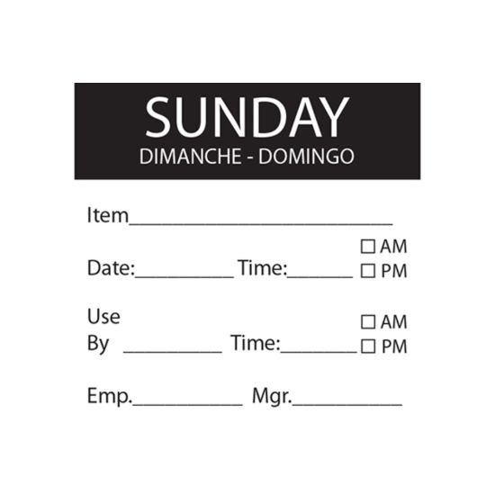 Sunday Removable Day Of The Week Label 50 X 50mm - Roll Of 500 FL1036 Sunday Removable Day Of The Week Label 50 X 50mm - Roll Of 500 FL1036